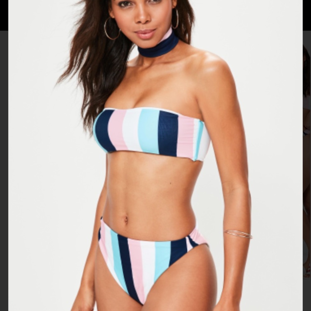Missguided striped choker set bikini